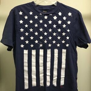 Polo Ralph Lauren Kids Graphic Flag Tee Shirt Size Large